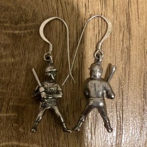 Sterling Baseball Player Earrings